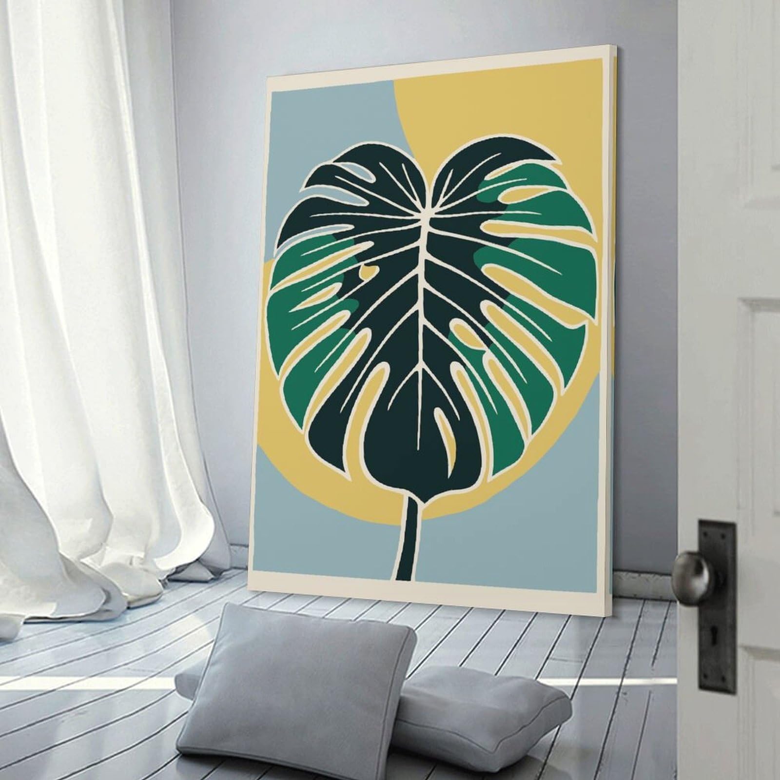Junmoney Monstera Leaf Print Room Decor Wall Art, 20x30inch(50x75cm), for Bedrooms, Workspaces And Everyday Interiors, An Adaptable Decor Piece for Home Use