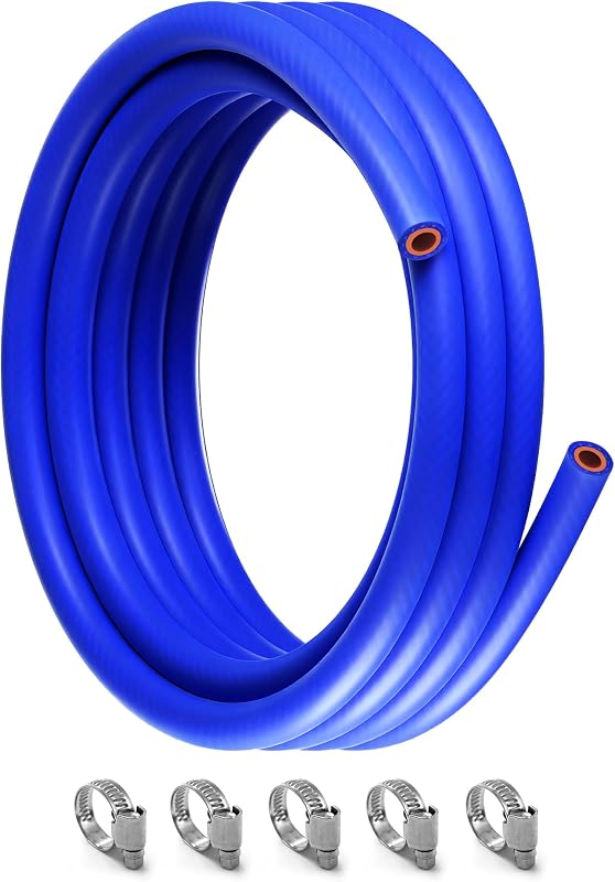 5FT ID 5/8" (16mm) Heater Hose Coolant Radiator Straight Temperature Reinforced Silicone Tubing Rupture Pressure 232 Psi With 5 Clamps 4MM Thick for Vehicle Cooling Systems(blue)
