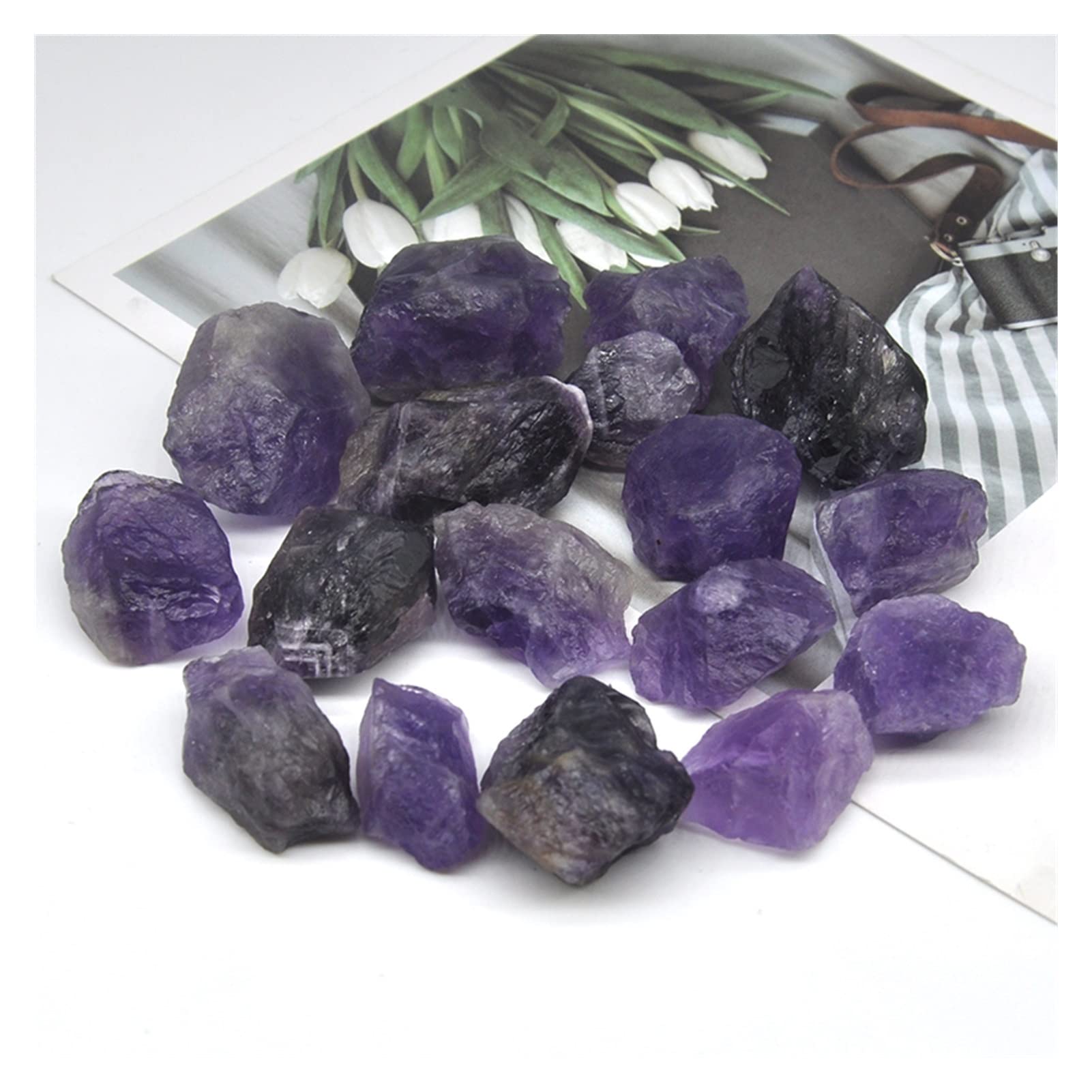 Amethyst Rohstein Natürliche Amethyst-Steinmineralien-Exemplare-Bulk-Trommelsteine heilende Quarzs-Kristalle Reiki-Edelsteine Sammlung Großhandel (Color : Amethyst, Size : 500g)