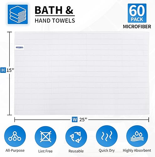 Miniatura 9 de HOMERHYME Toallas de mano para baño, paquete de 24 toallas de mano de microfibra gris de 25 x 15 pulgadas, de secado rápido, sin pelusas, suaves,