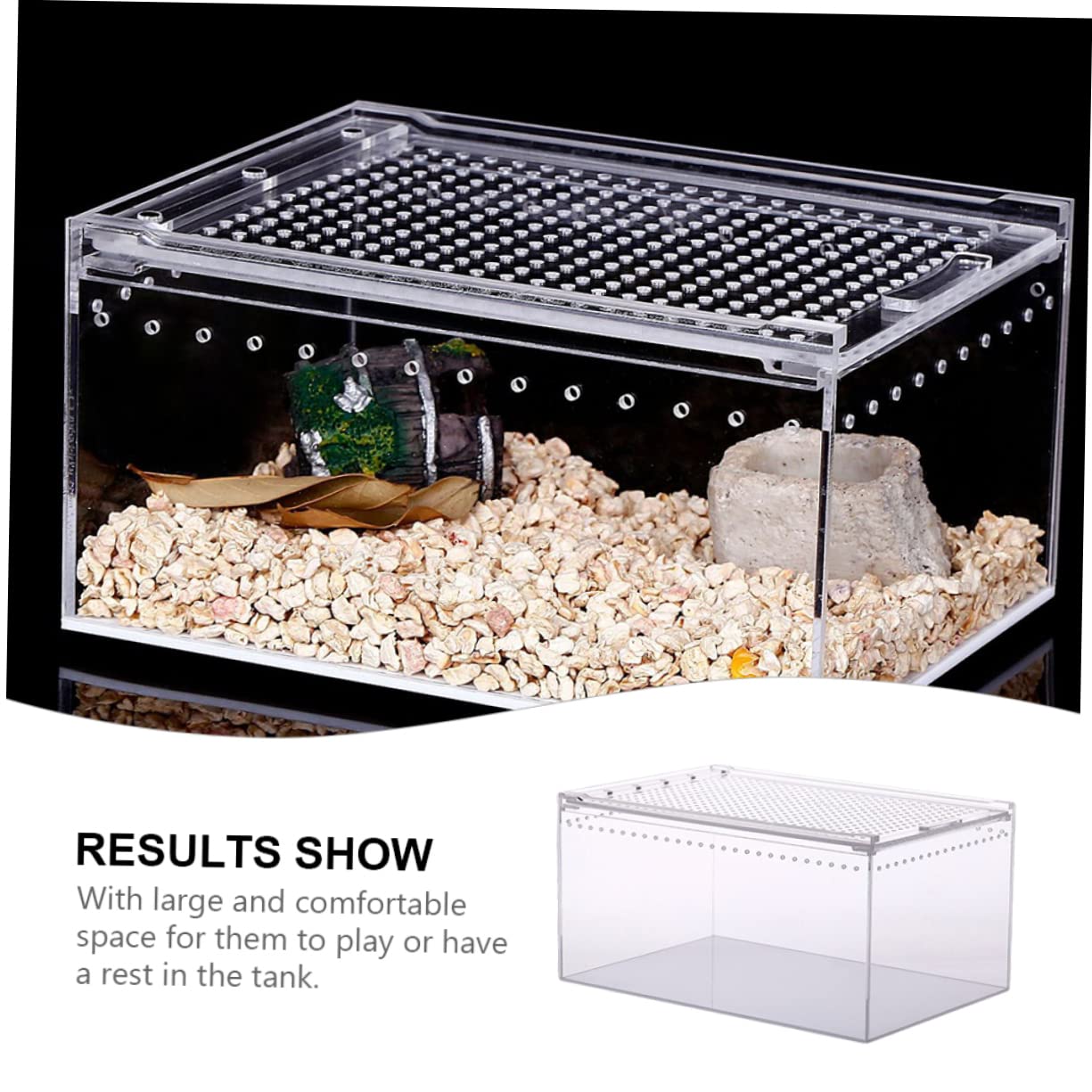 Caja de Cría de Reptiles de Acrílico Transparente a Prueba de Fugas | Montaje Integrado, Tapa con Cierre Antiescape, Alimentación Agua Fácil, para Serpientes Jóvenes y Anfibios Pequeños