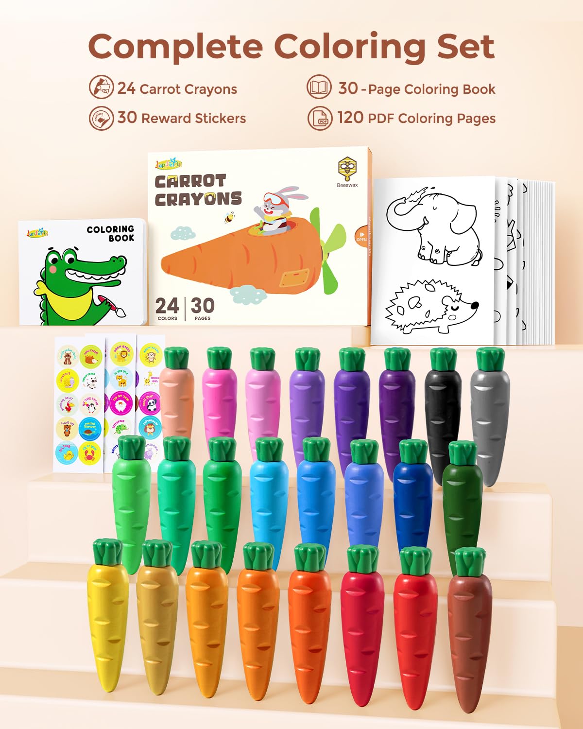 JUPITEARTH 24 Colors Crayons for Toddlers 1-3 - Image 4