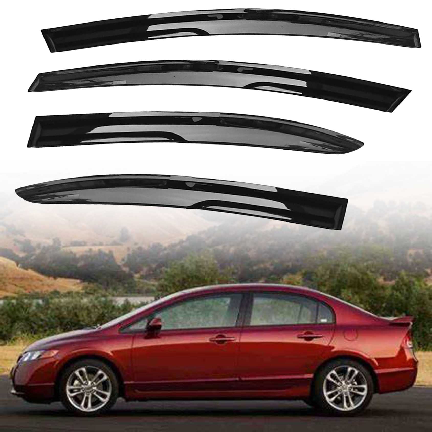 window visors sun rain guards - window deflectors for car 4-pack vent shade deflector replacement for civic 2006-2011