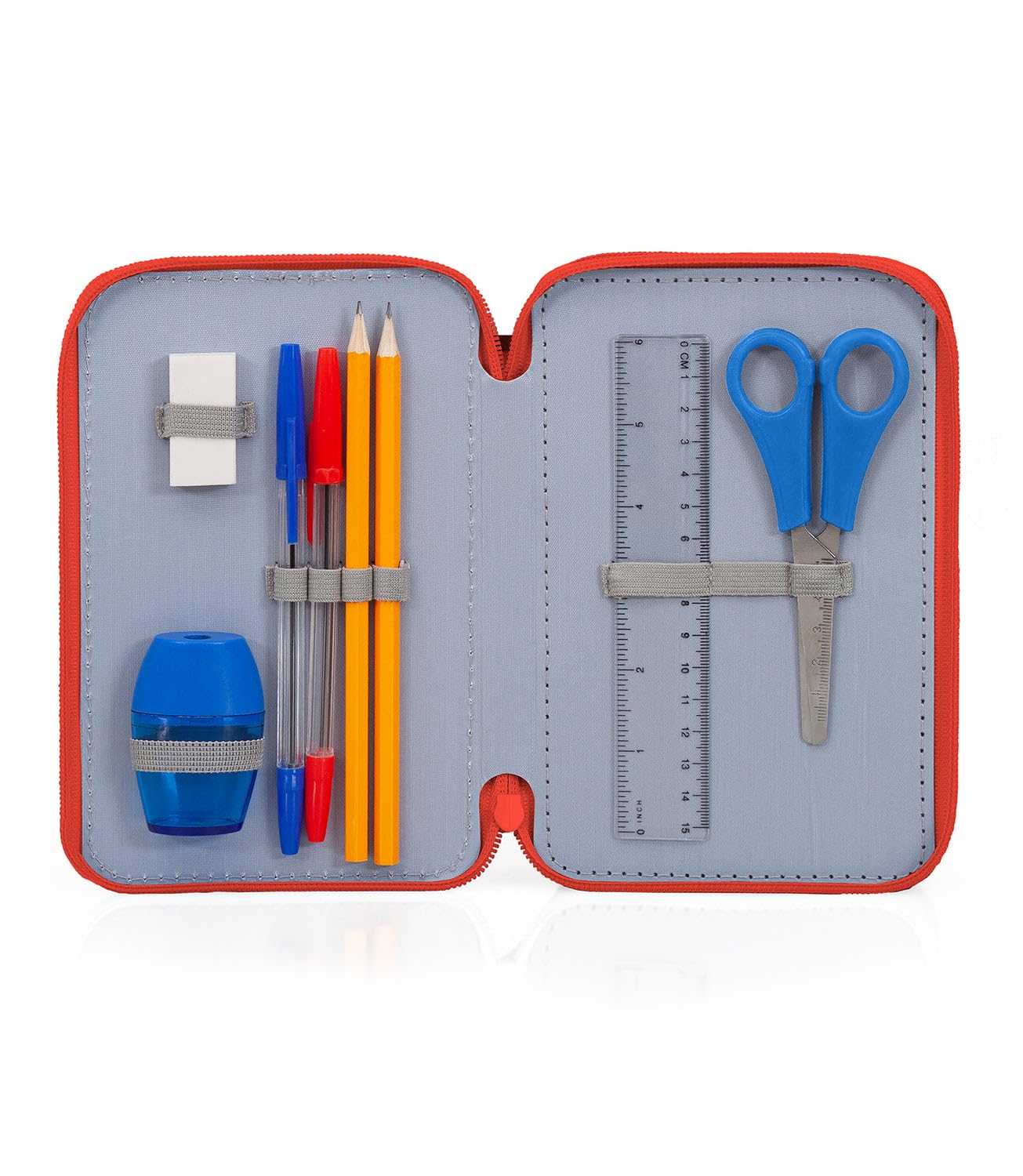 Astuccio scuola 3 zip Sonic The Hedgehog 3 Zip con 44 articoli (blu chiaro/rosso), 20×15×6 cm - Prodotto ufficiale SEGA