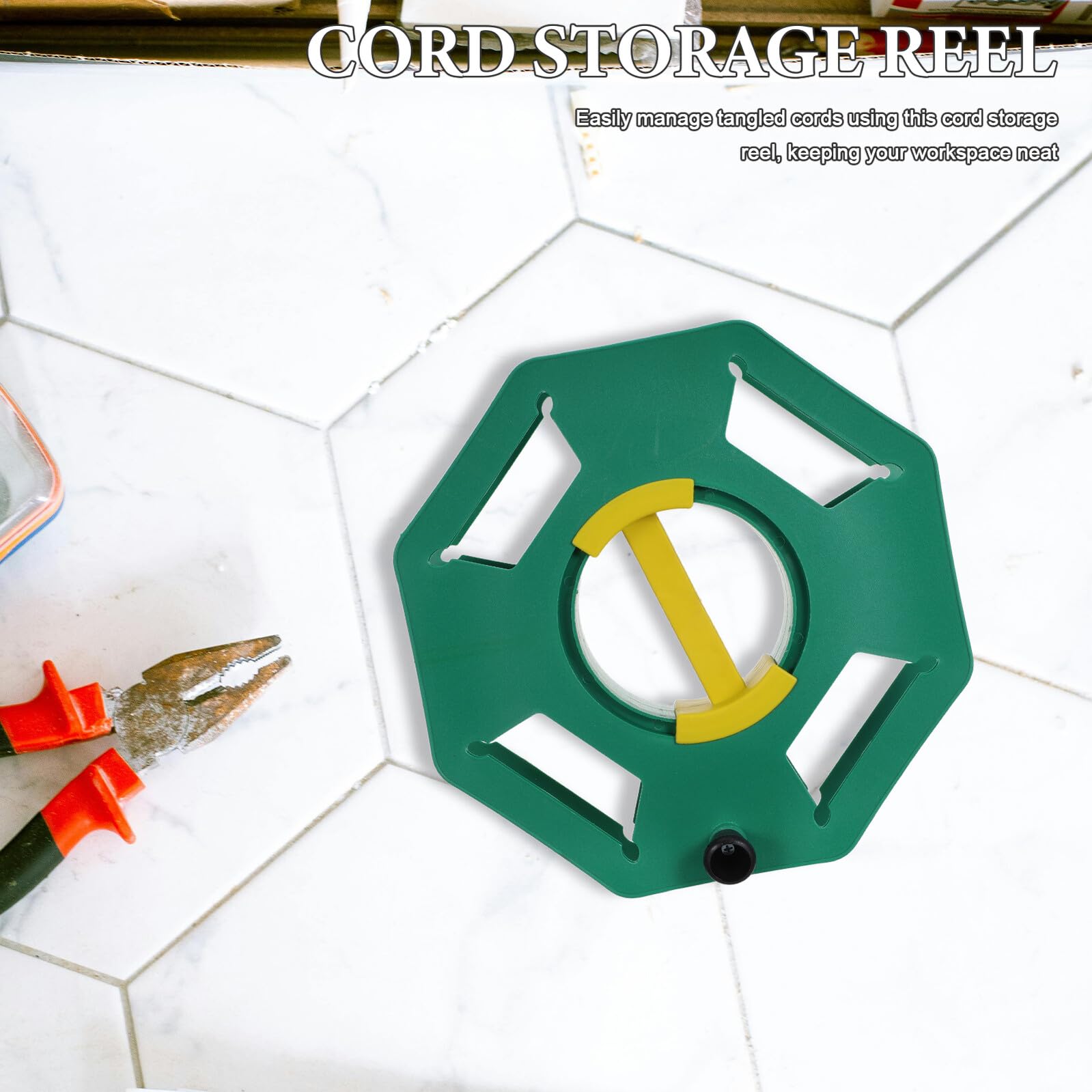 Beavorty Avvolgicavo Portatile con Maniglia Girevole, Organizer di Cavi Elettrici Resistente e Compatto, Bobina Vuota per Gestione Cavi di Alimentazione per Casa, Garage e Campeggio, Verde