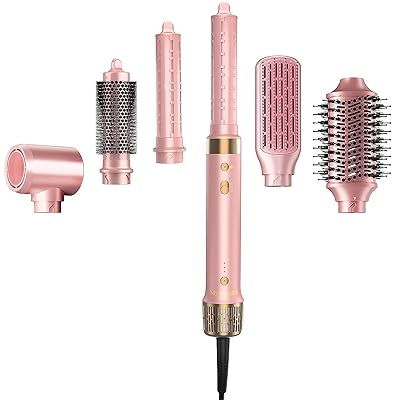 StyleVibe 6-in-1 Air Styler, Hair Dryer & Blow Dryer Brush with Auto-Wrap Curl L/R, Fast Drying, Smooth Blowouts, Root-Lift Volume, No Heat Damage Frizz-Free Thermal Brush, Gifts for Women