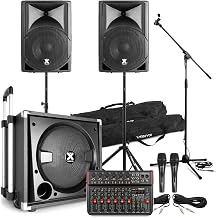 Studiomaster PA System Packages - VX800BT Active Speakers Set, Club XS 10 Channel Mixer & Microphones