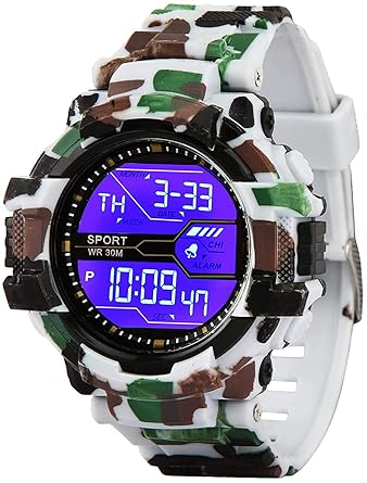 Emartos Army White Sports Digital Watch for Men and Boys
