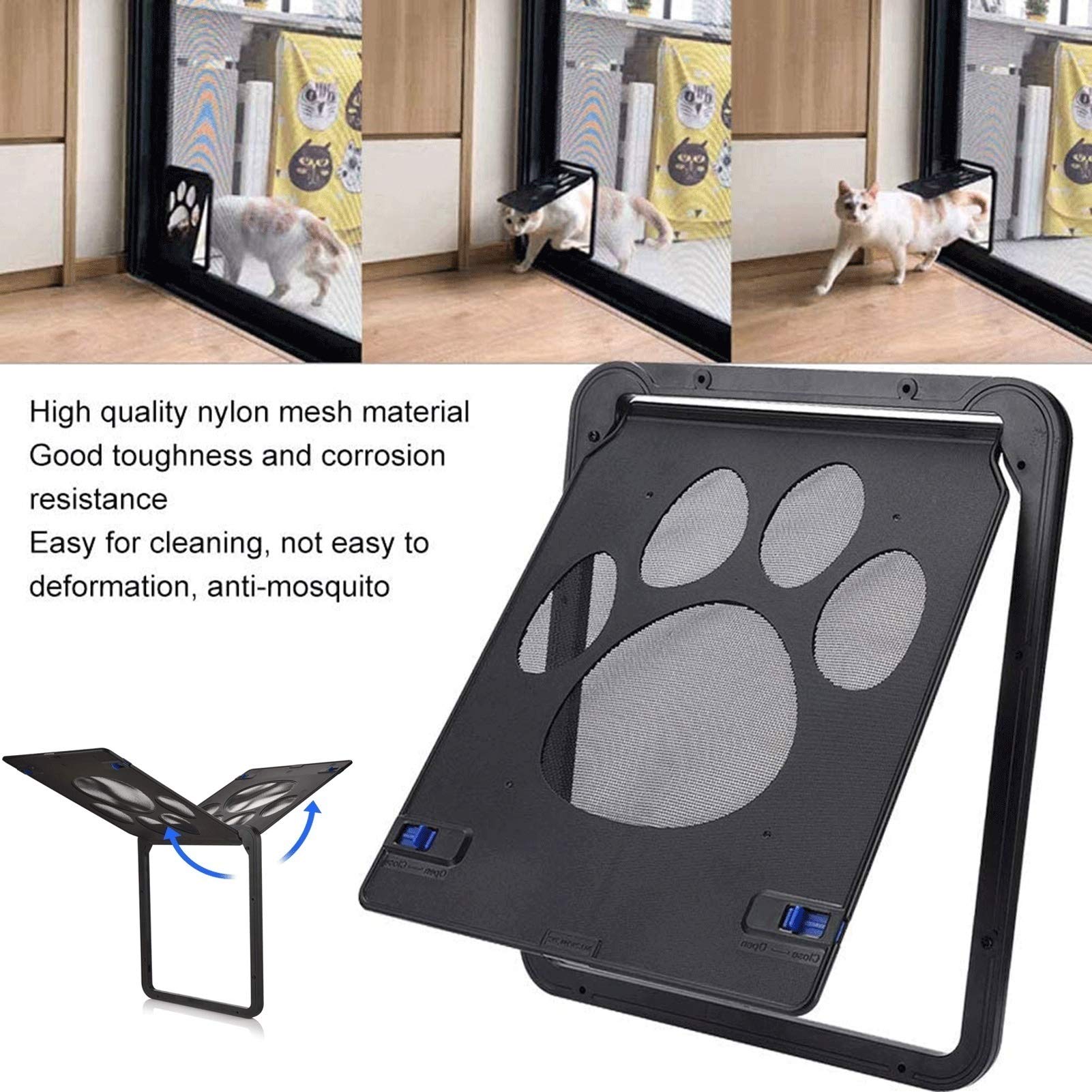 Katzenklappen Hua Haustiertür/Katzenklappe Mit 2-Wege-Verriegelung, Automatisches Abschließbares Haustiergatter, Anti-UV-ABS Und Nylonmaterial-PET-Winddichte-Tür, 2 Größen (Size : Small)