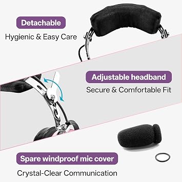 AIRVOICE Aviation Headset for Pilots Instructor, Flight School Student Pink