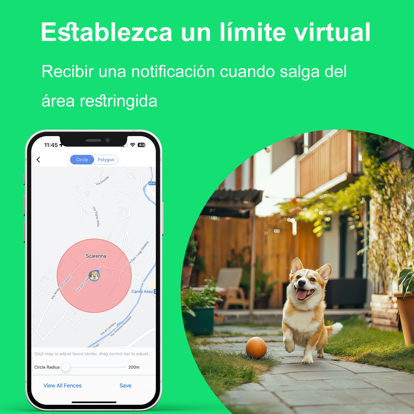 ES-GP30 GPS Perros – Localización en Tiempo Real en Todo el Mundo – Rastreador de Salud y Actividad – Alertas antifuga – Luces y Sonidos – Impermeable – Garantía de por Vida
