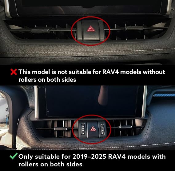 Car Phone Holder for 20192025 Toyota RAV4, Air Vent Magnetic Phone Mount, 360 Rotation, Cell Phone Holder Not Block Air Vent, Fits Dual Center Control Knob Models Only, Toyota RAV4 Accessories