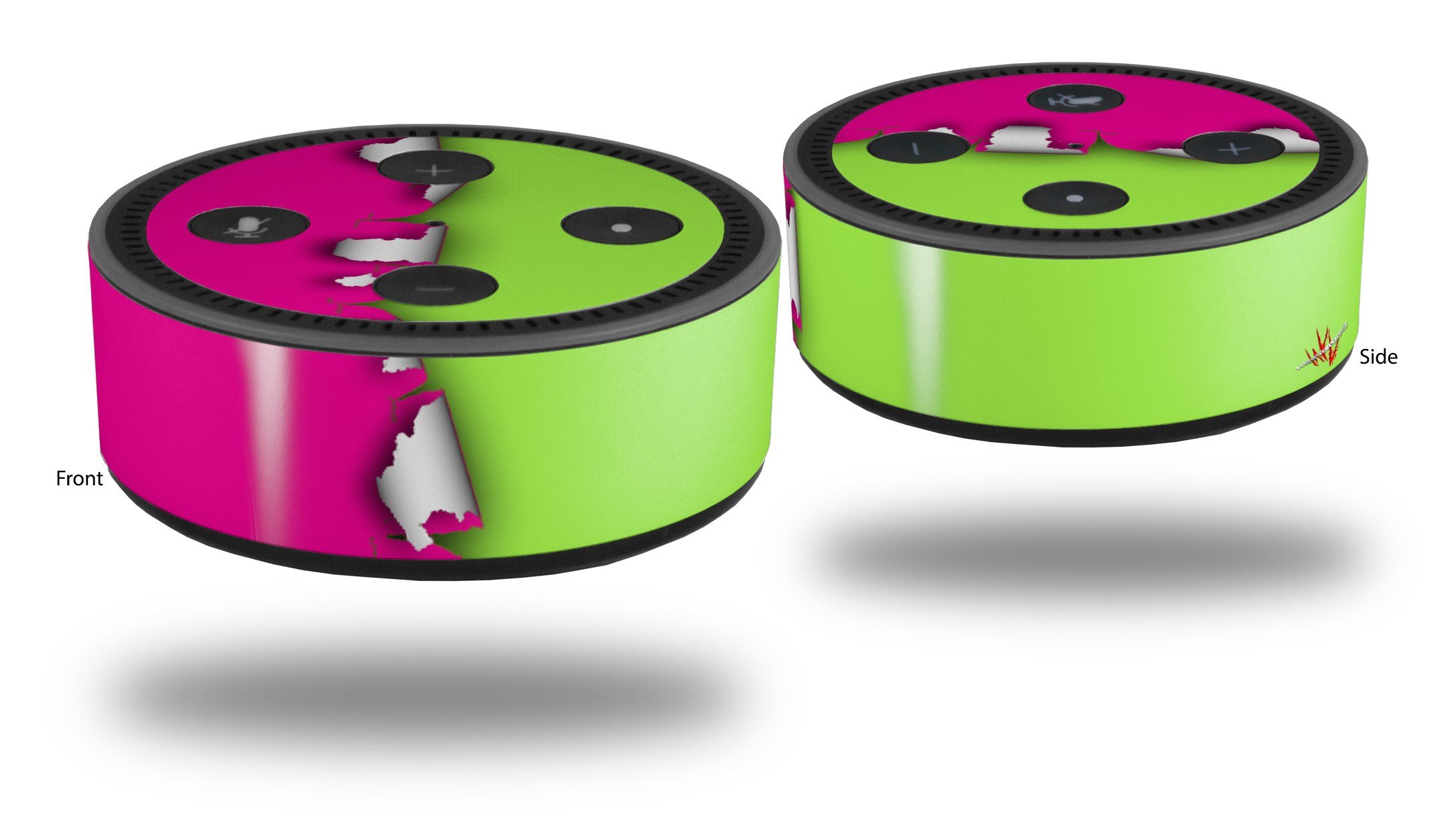 Skin Wrap Decal Set 2 Pack for Amazon Echo Dot 2 - Ripped Colors Hot Pink Neon Green (2nd Generation ONLY - Echo NOT Included)