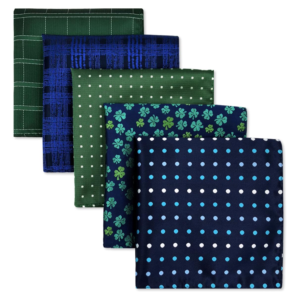 SHLAX&WING 5 Pieces Assorted Mens Silk Pocket Square Set Handkerchiefs