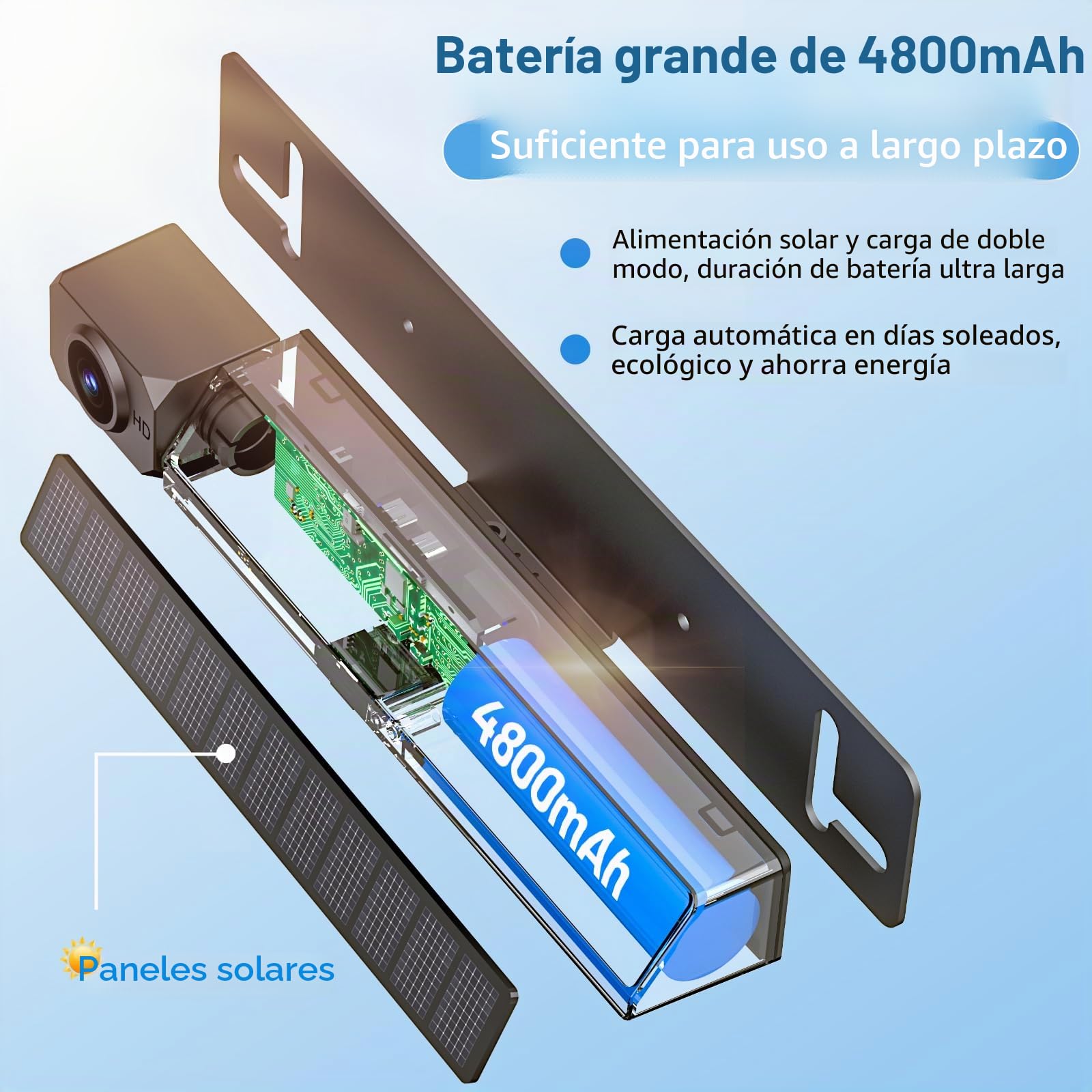 Cámara de Marcha Atrás Solar Inalámbrica, Cámara de Marcha Atrás Digital de 5 Pulgadas, 1080P Monitor,con Transmisor Inalámbrico Integrado, Ayuda de Aparcamiento, IP66 Resistente (5 Pulgadas)