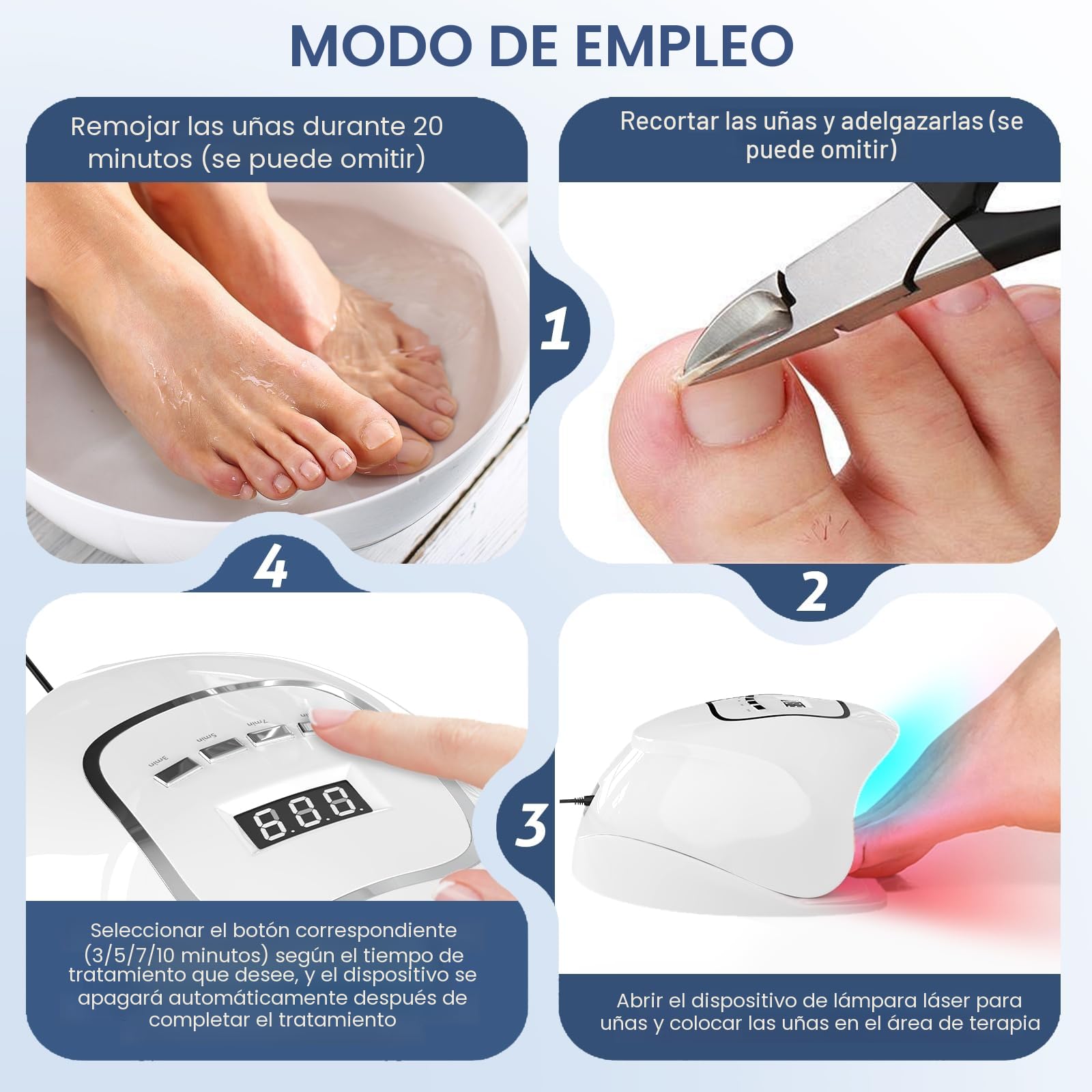 iKeener Dispositivo láser para hongos en las uñas, aprobado por la FDA, limpieza de uñas y onicomicosis, eliminador de hongos con luz azul de 15 x 470 nm + 30 x 650 nm luz roja, sesiones