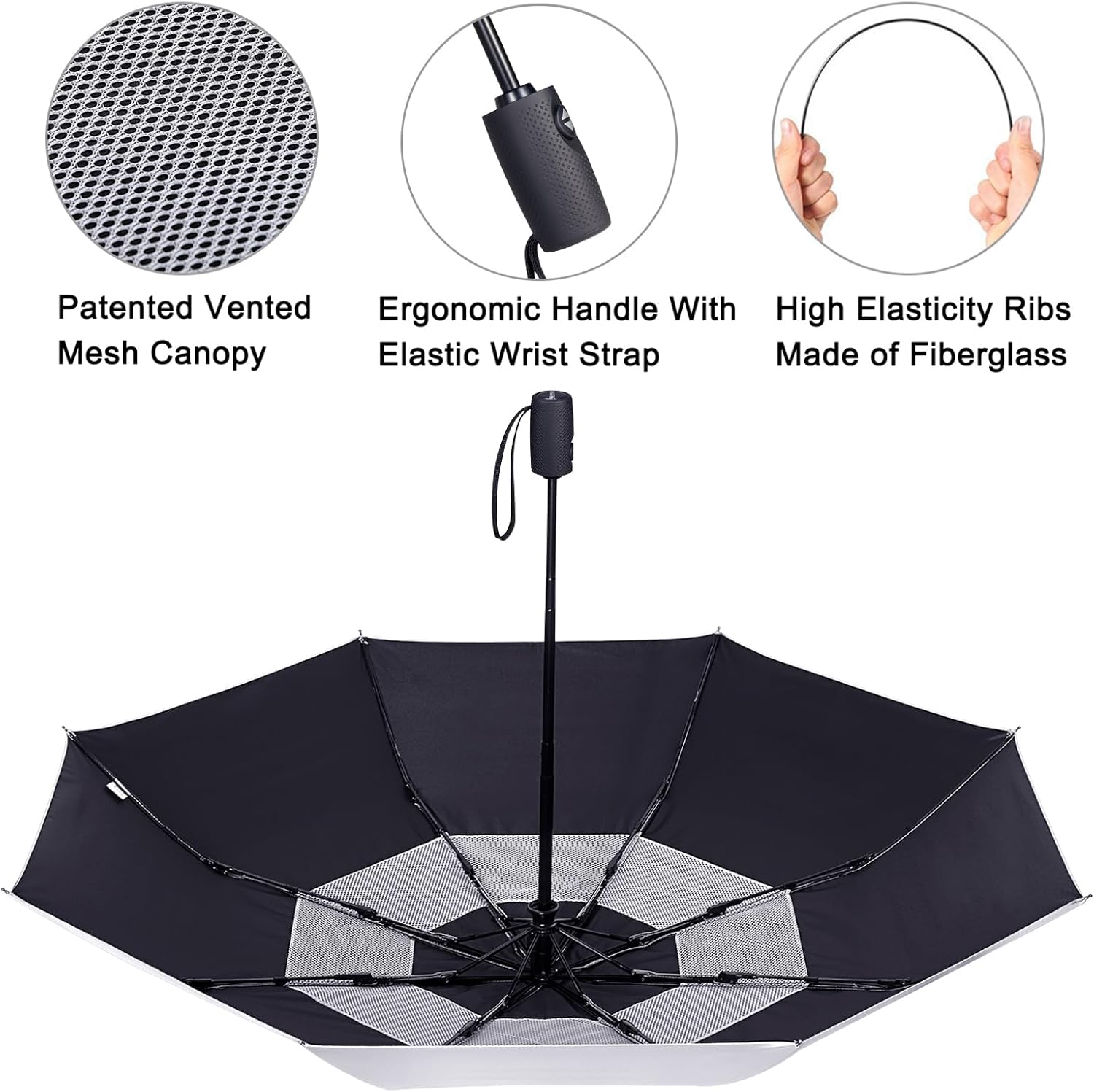 G4Free UPF 50+ UV Protection Travel Umbrella 42/46 Inch Windproof Silver Coating Sun Blocking Umbrella - Image 4