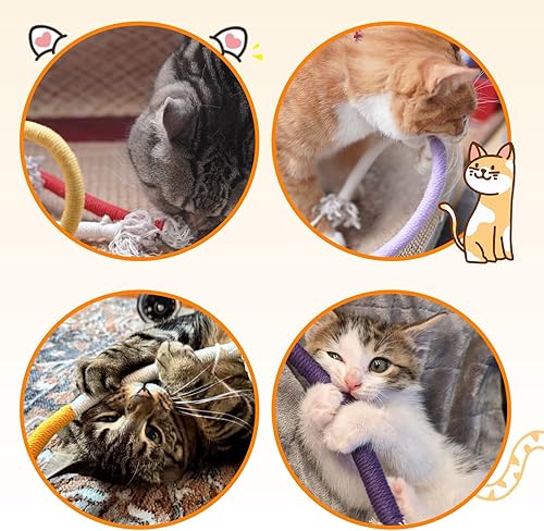 Miniatura 7 de Tocirelo Juguete de cuerda para masticar para gatos, paquete de 6 juguetes para masticar para limpiar los dientes, juguetes interactivos para la