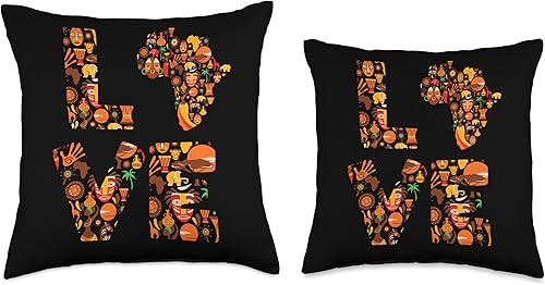 Miniatura 3 de Afro American Roots African Continent Love Black History Month African American Africa Map Love Throw Pillow 16x16 Multicolor