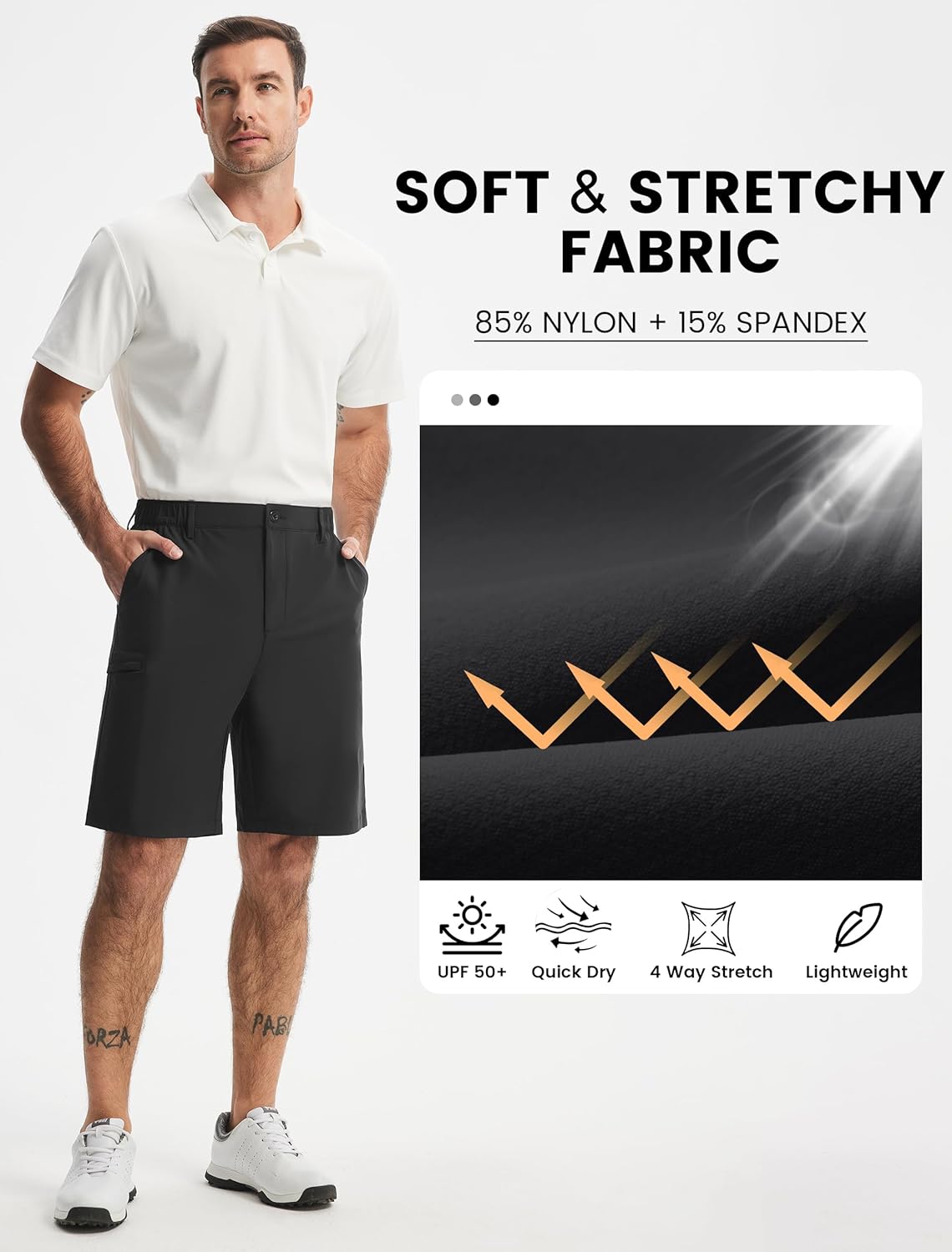 Libin Men's Golf Shorts 9" Work Dress Shorts Zipper Pocket Travel Lightweight Quick Dry Classic Fit Casual Soft