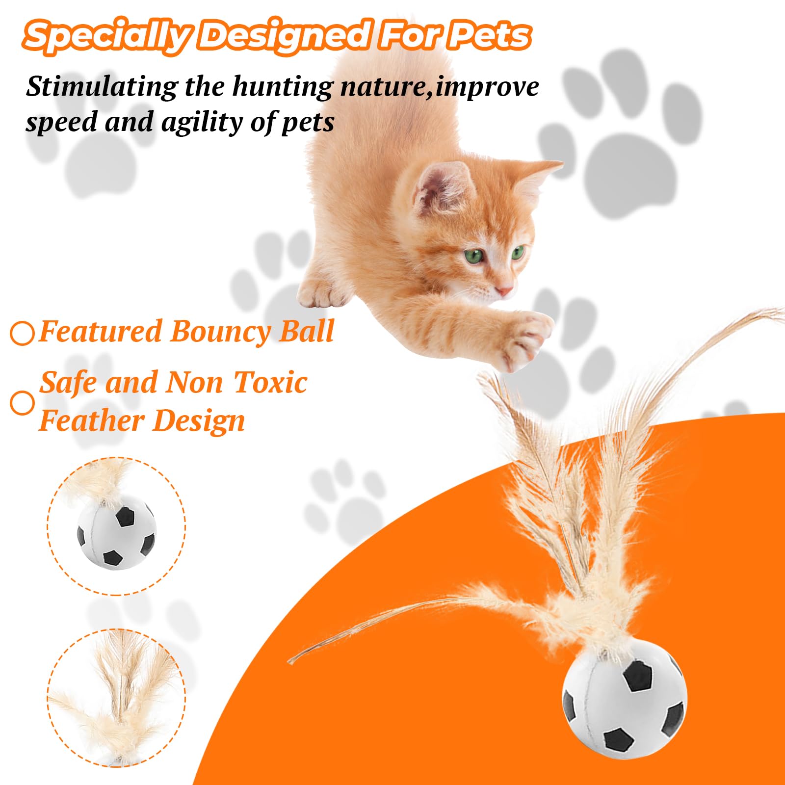 KIPTVO 3pcs Feather Ball Cat Toy, Interactive, Kitten for Indoor Cats Interactive Feather for Indoor Entertainment Bouncy - Image 3