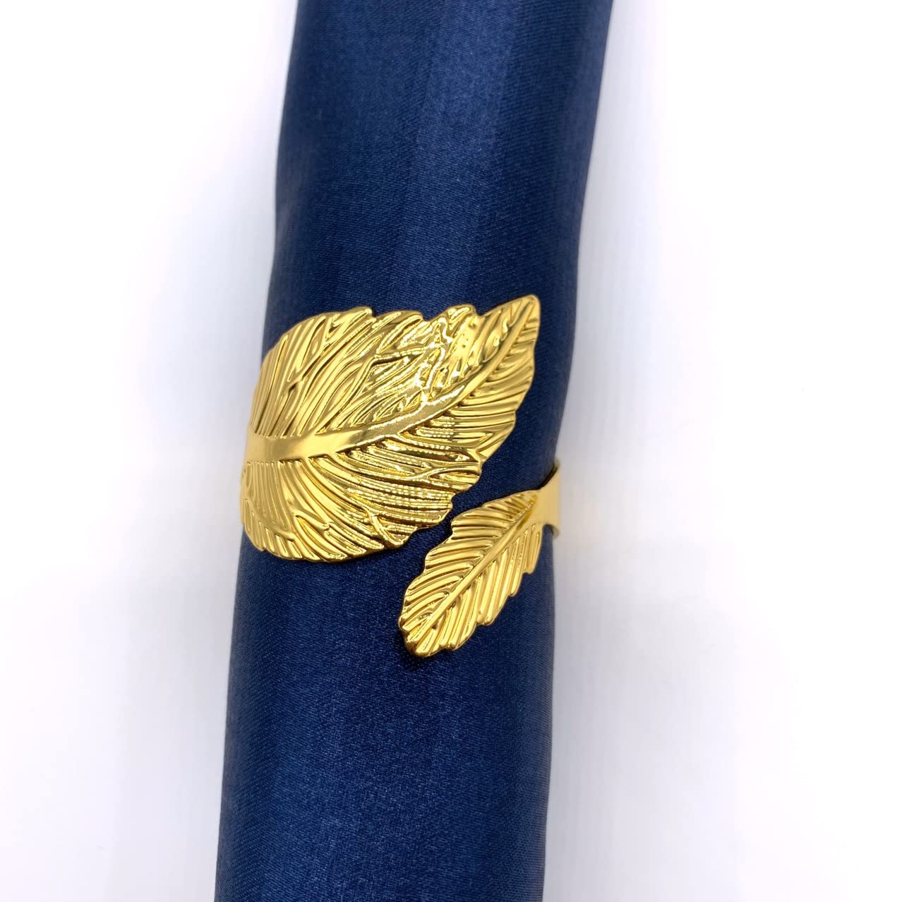 Lot de 24 Ronds de Serviette en métal à Motif Feuille dorée, pour la décoration de Table, Noël, Mariage, etc.