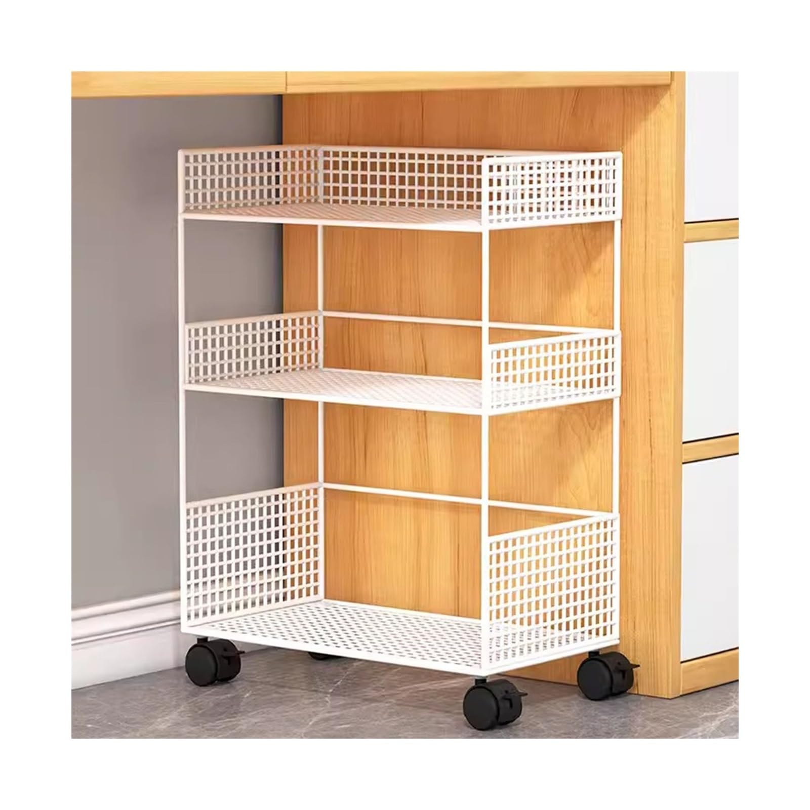 Étagère de rangement sous le bureau mobile, petite bibliothèque à roulettes sur pied