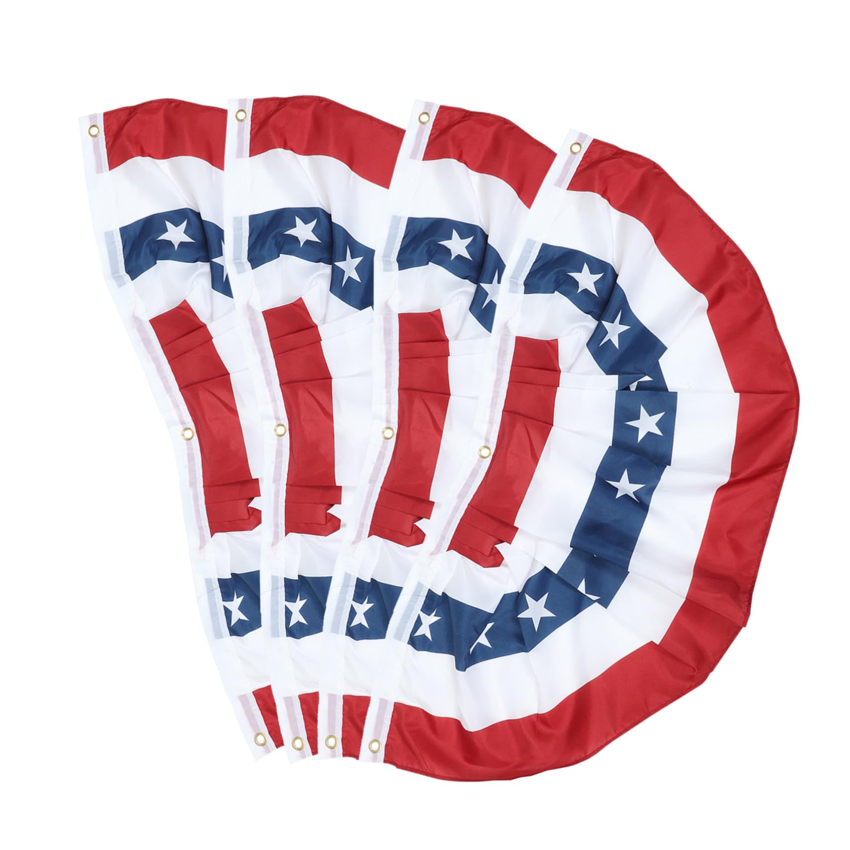 4 Banderines plisados patrióticos de poliéster para decoración exterior