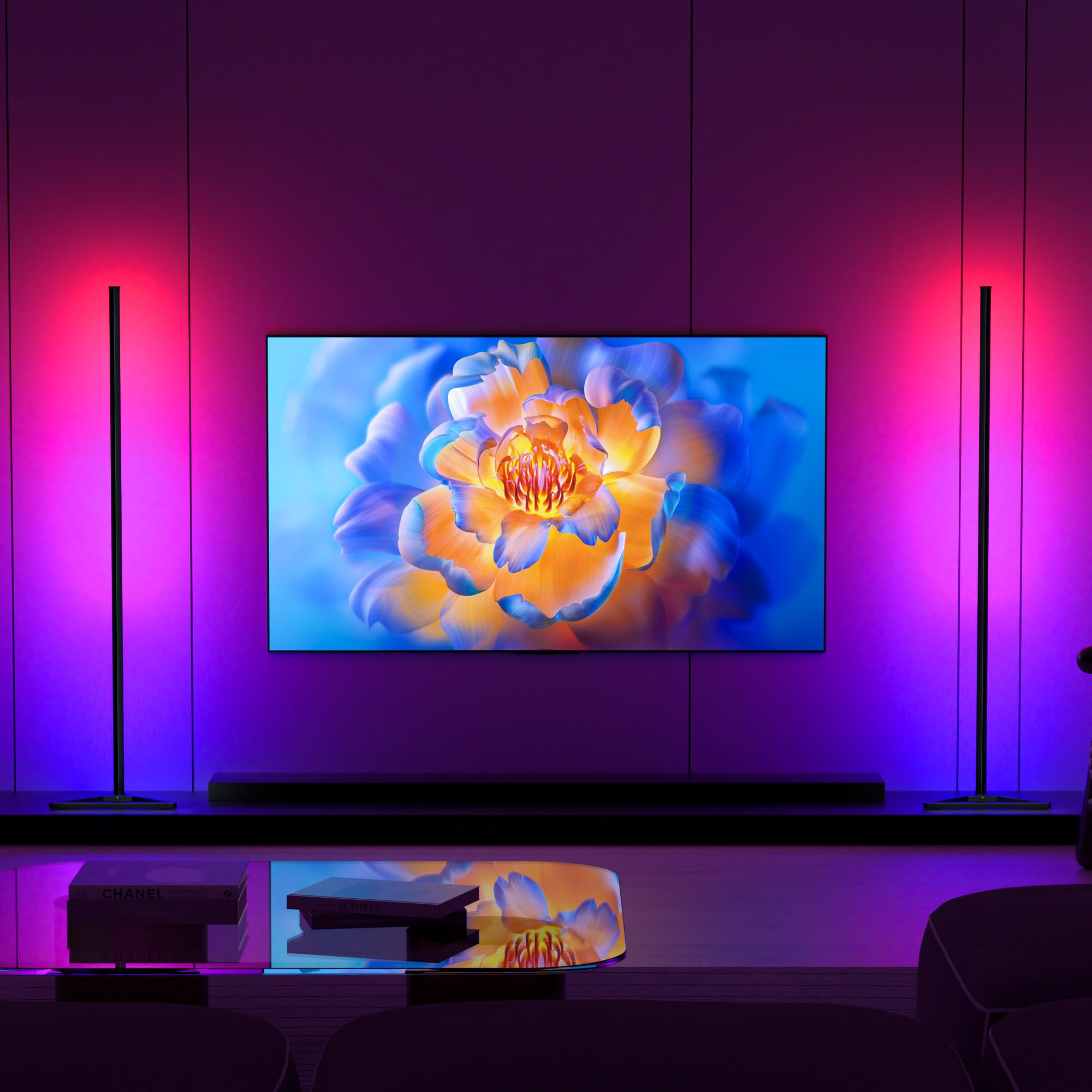 Staande Lamp Dimbaar 16 Miljoen Kleuren Verlichting Banaone Staande Ledlamp, 140 Cm, RGB, Dimbaar, Met Doe-het-zelf Lichtmodi Lamp Afstandsbediening Lamp