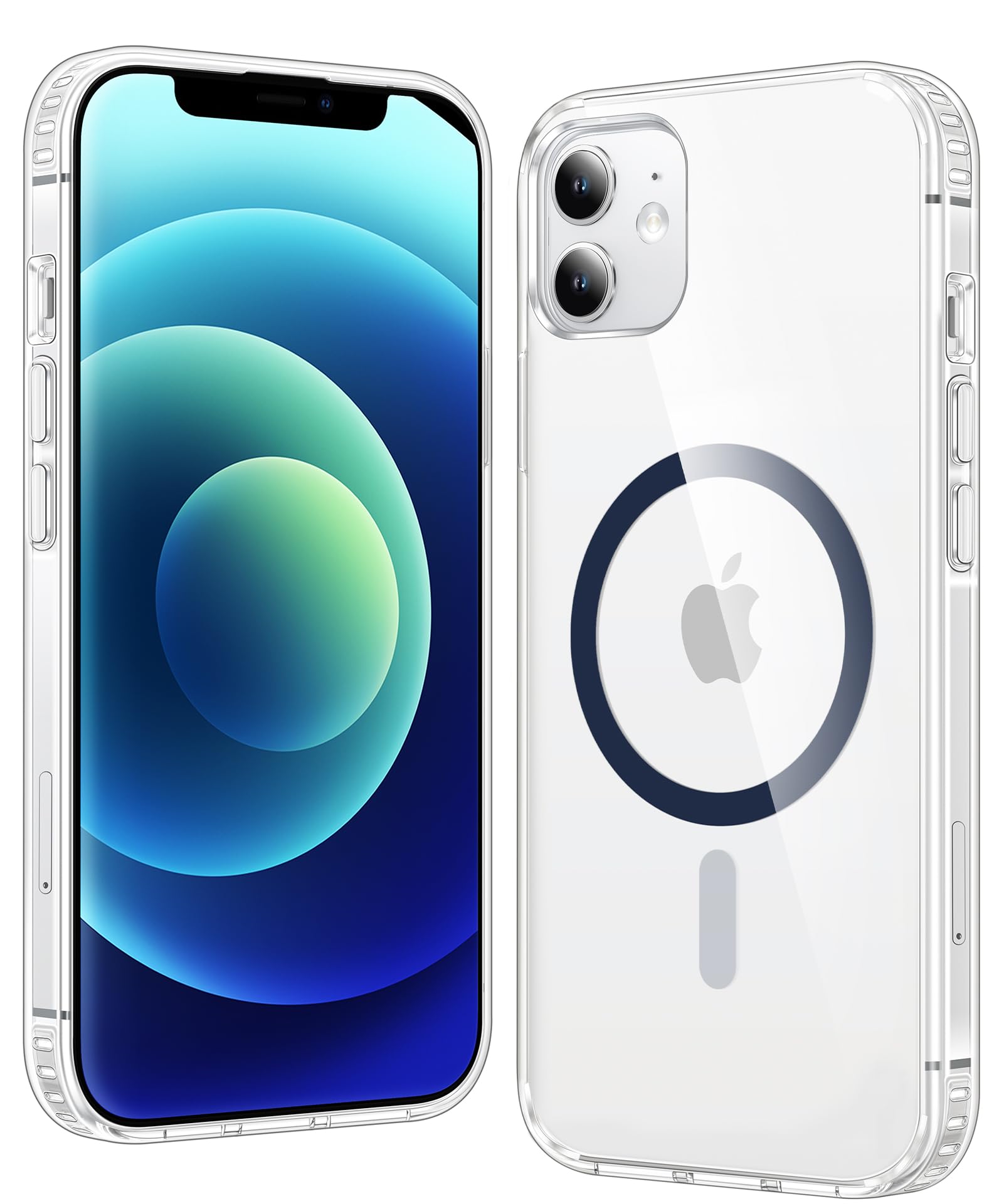 FNTCASE for iPhone 12 Case Clear iPhone 12 Pro Case Compatible with Magsafe | Anti Yellowing, Military Grade Drop Protection, Slim Magnetic Phone Cases, Shockproof Bumper, Transparent Cell Cover