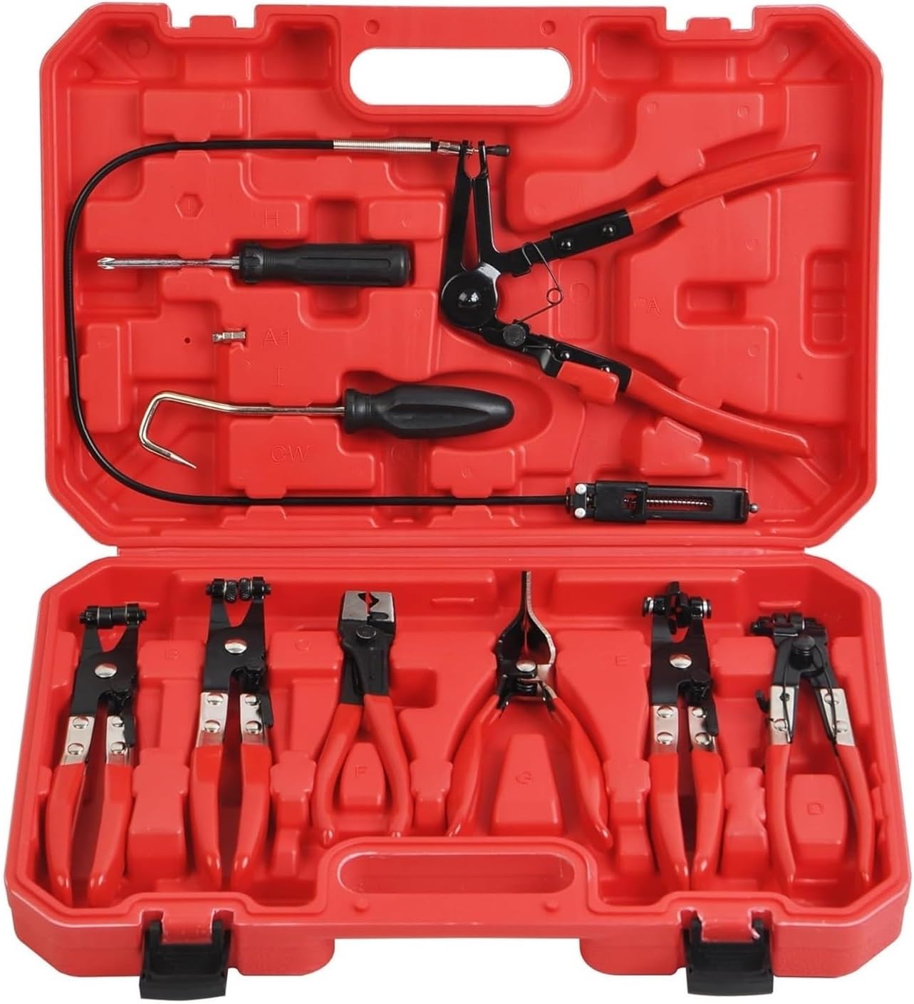 9-Piece Hose Clamp Pliers Set, Automotive Removal Tool Kit For Radiator Coolant Heater Water Lines, Flexible Long Reach Clamp Pliers For Car Truck Engine Repair