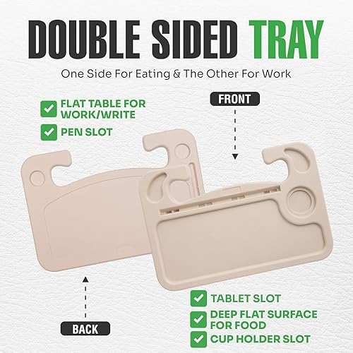 Miniatura 52 de lebogner Bandeja para volante, bandeja de automóvil para comer, escritorio con gancho para alimentos, laptop y accesorios de automóvil, artículos