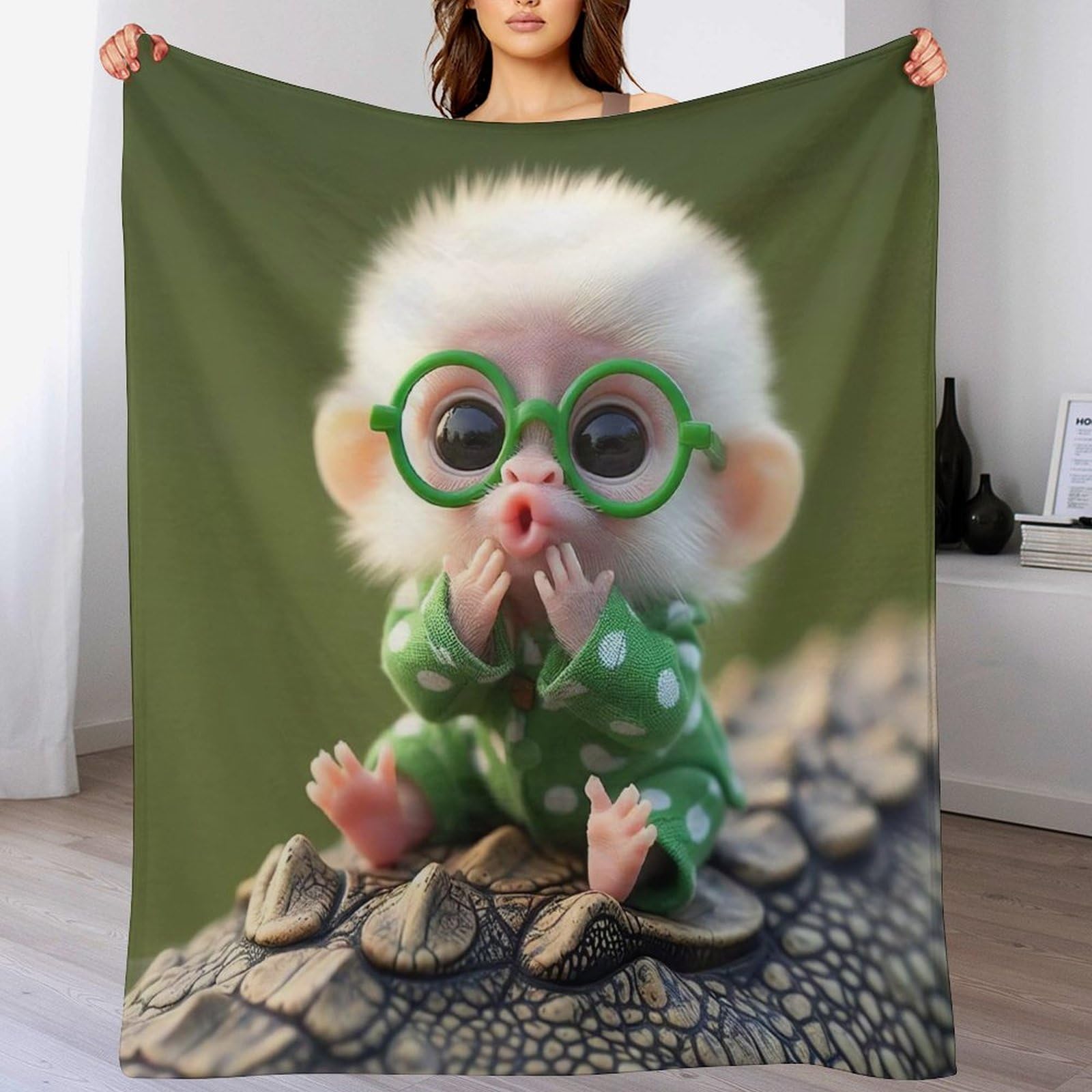 Manta de mono para sofá y cama textil de invierno suave de forro polar 180x200cm