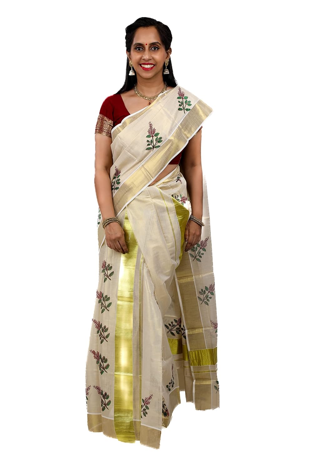ALLUVY Women's Kasavu Tissue Mundu Saree Without Blouse Piece (KPSS-565_Multicolour) - Review, Price and Buying Guide