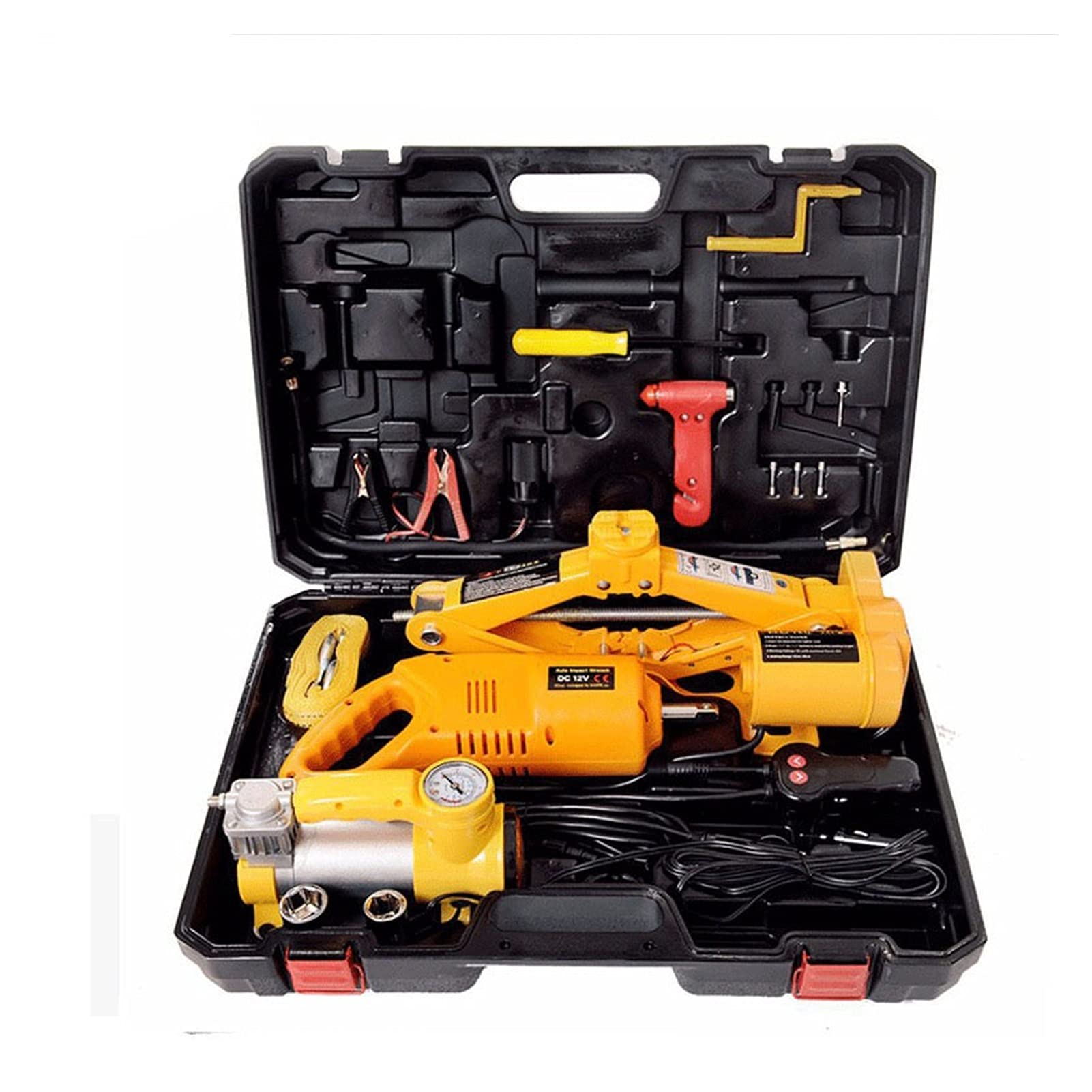 QUSYZD Trailer Jack, 35CM Car Electric Air Pump, Screw Jack Set, Wind Gun Wrench, Tire Change Kit,