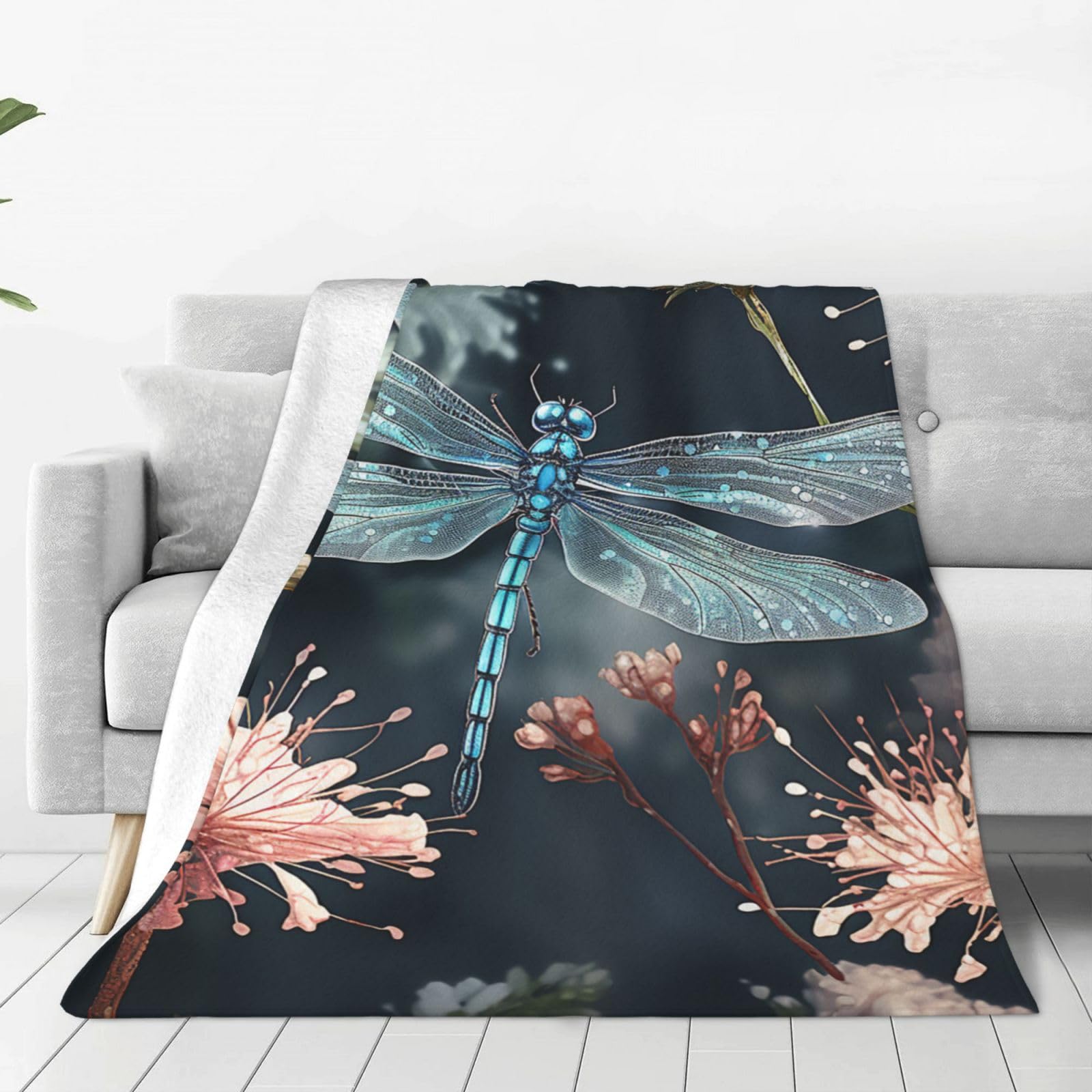 Couverture en micro polaire libellule 203x152 cm jeté de lit