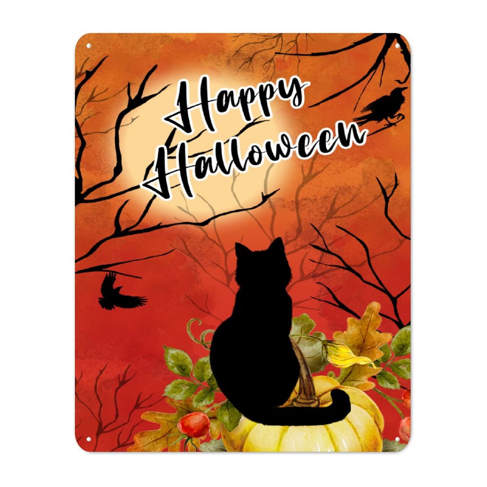 Plaque en étain Halloween décoration murale métal antirouille facile à monter