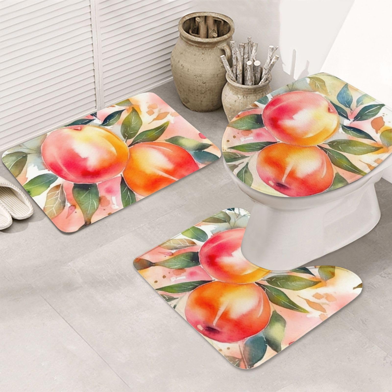 Tapis de bain en microfibre absorbante style aquarelle haut de gamme set de 3