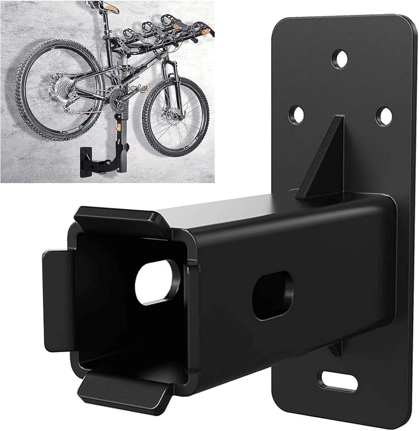 YOXIER Wall Mount Bike Rack,Bike Wall Mount,Bike and Cargo Rack Hanging Garage Organizer,Bicycle Hitch Receiver Storage,Cargo Rack Hanging Garage Organizer,Holds up to 300 Lbs Black