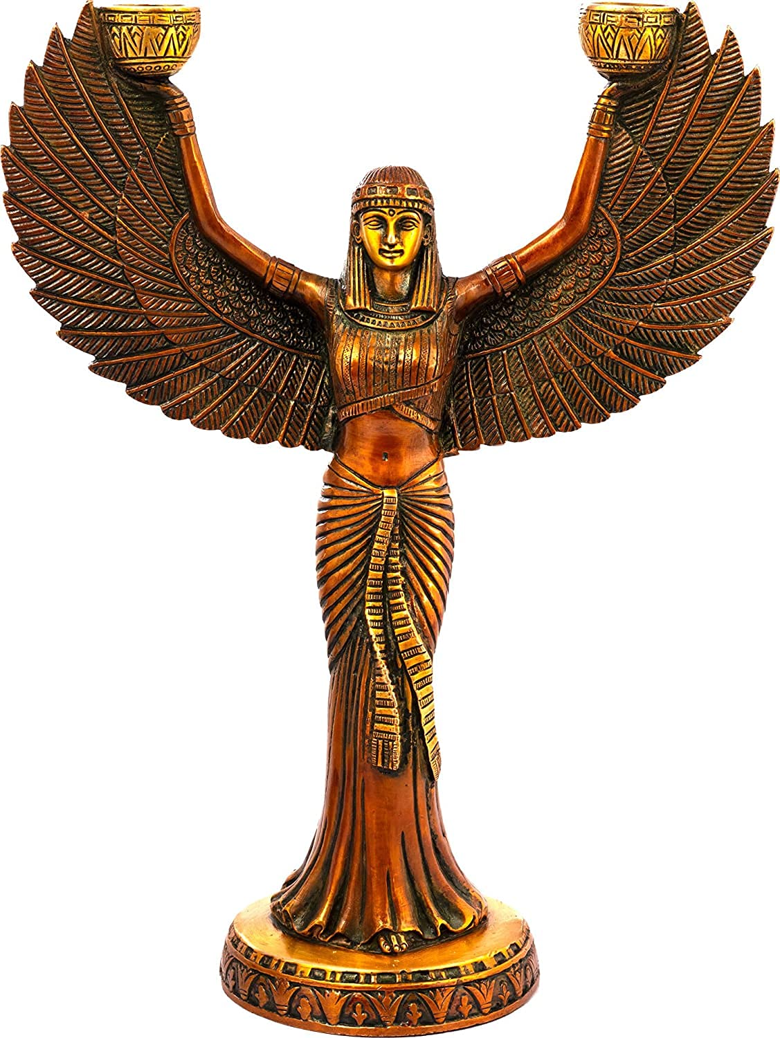 AONA Brass Egyptian Statue of Goddess ISIS with Candle Holder Goddess of Egypt Height 12 inches (Brown)