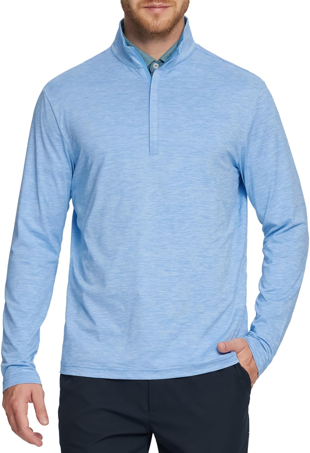 M MAELREG Quarter Zip Pullover Men Dry Fit Brushed Performance Long Sleeve Mock Neck Sports Golf 1/4 Zip Sweatshirts for Men - Image 3