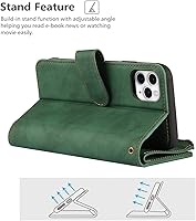 Vista 6 de iCoverCase Funda tipo cartera para iPhone 11 Pro Max con tarjetero y correa para la muñeca, de piel sintética, ranuras para tarjetas, bolsillo