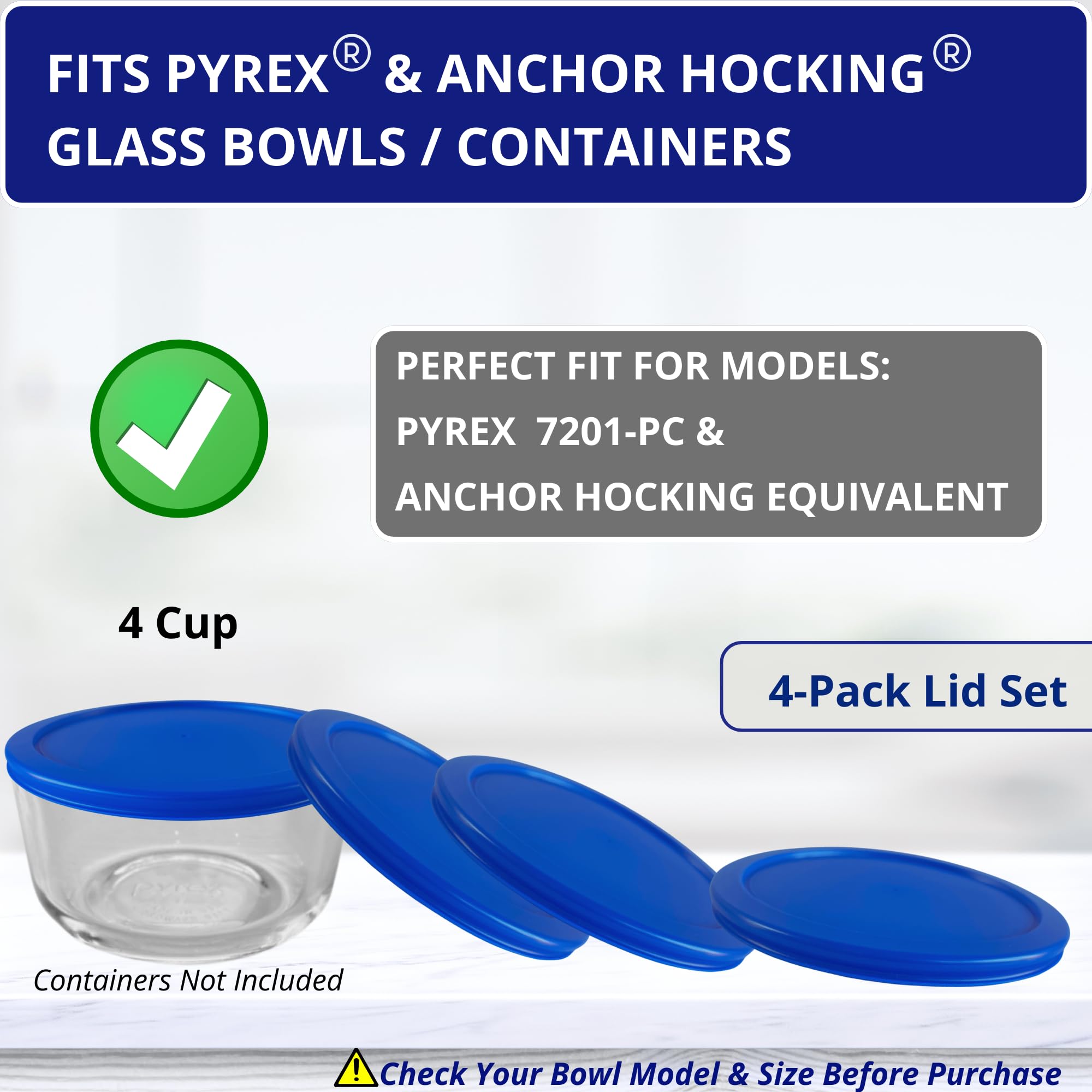 Amazon.com: Klare Ware 4 Cup Replacement Lids/Covers for Pyrex