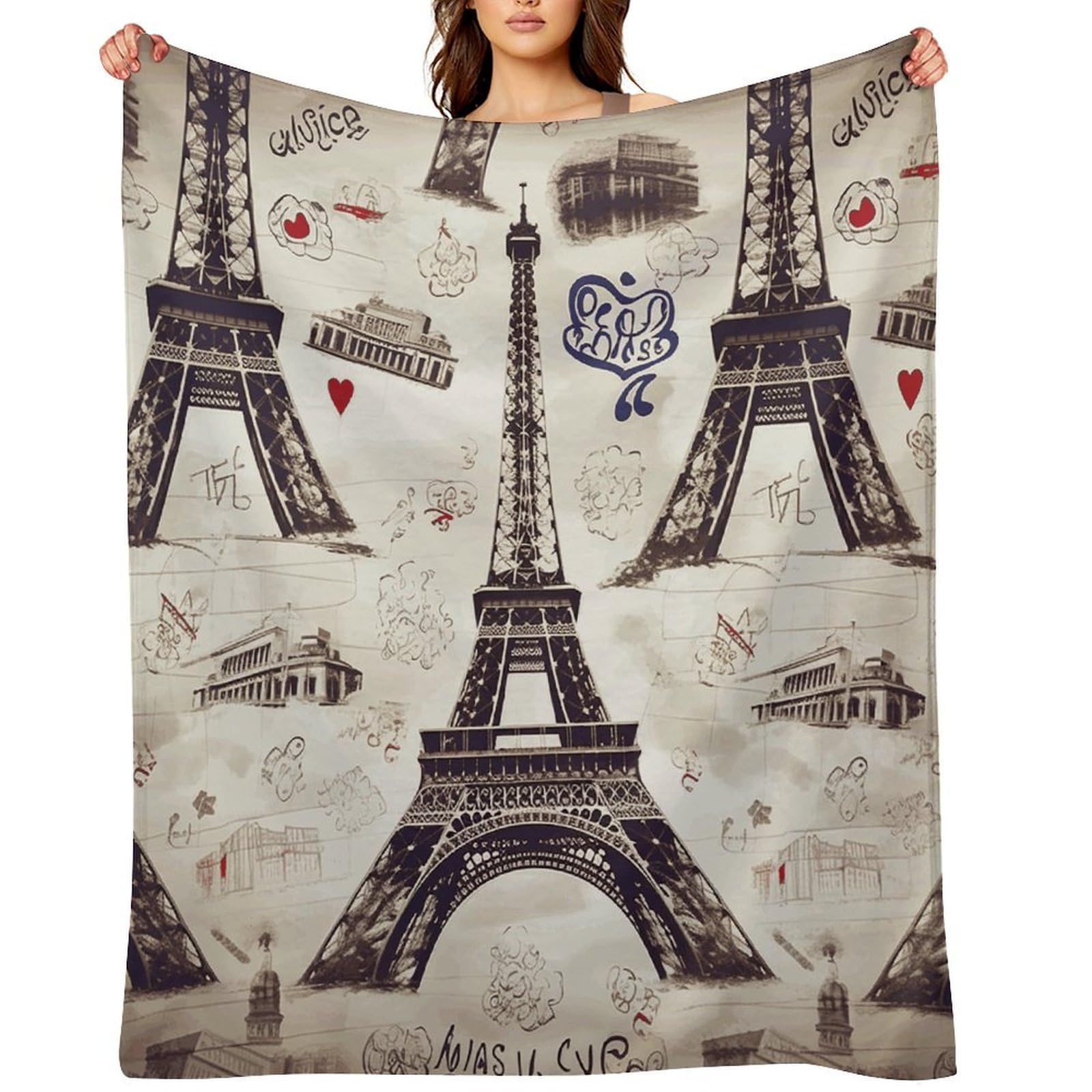 Fekiloot Style French Paris Tour Eiffel Tower Throw Blankets Camping Blanket30"X40"