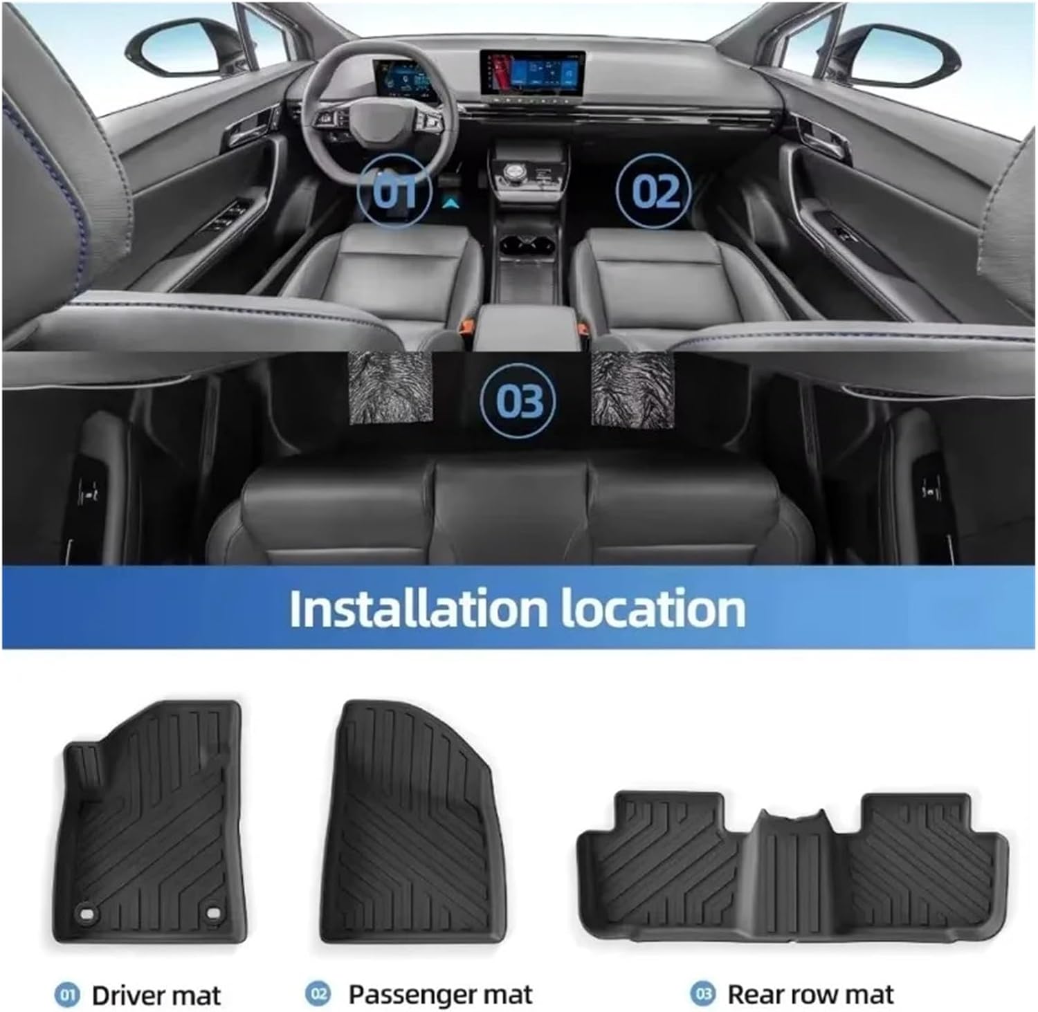 Compatible with MG 4 MG4 EV Left-Hand Drive Cars, Floor Mats, Trunk Liners, and Trunk Mats, Black Carpet Material TPE 3D(MG4 Trunk 1P)