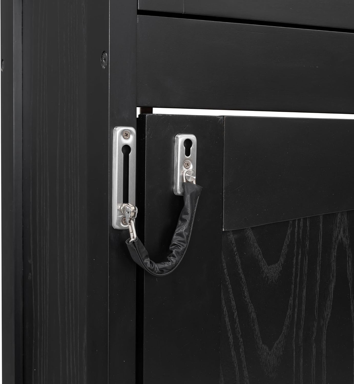 LUMISOL Murphy Bed Full Size, Wood Wall Bed Frame with Storage Cabinets, Farmhouse Cabinet Bed Frame for Guestroom, Apartment, Black