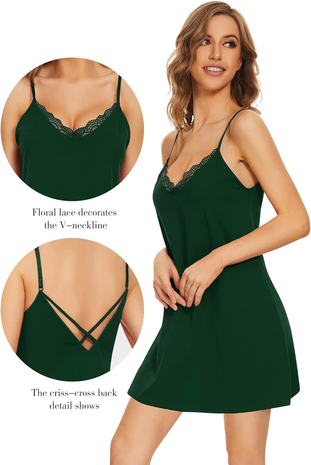 WiWi Cotton Lingerie for Women Sexy Full Slip Nightgown Lace Babydoll Chemise Mini Sleeveless Camisole Dress S-XXL - Image 3