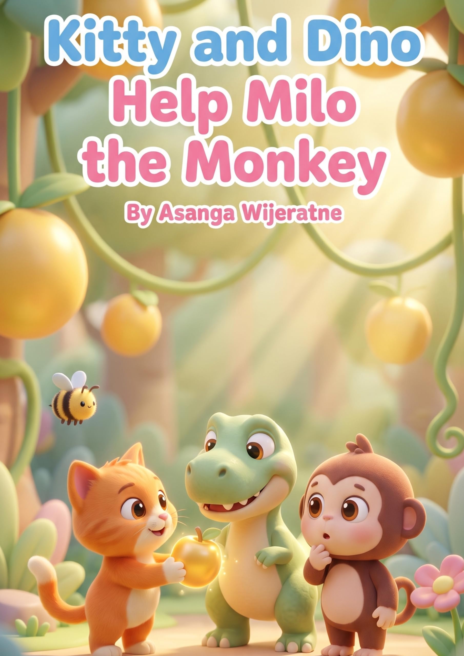 Kitty and Dino Help Milo the Monkey - children's picture book cover