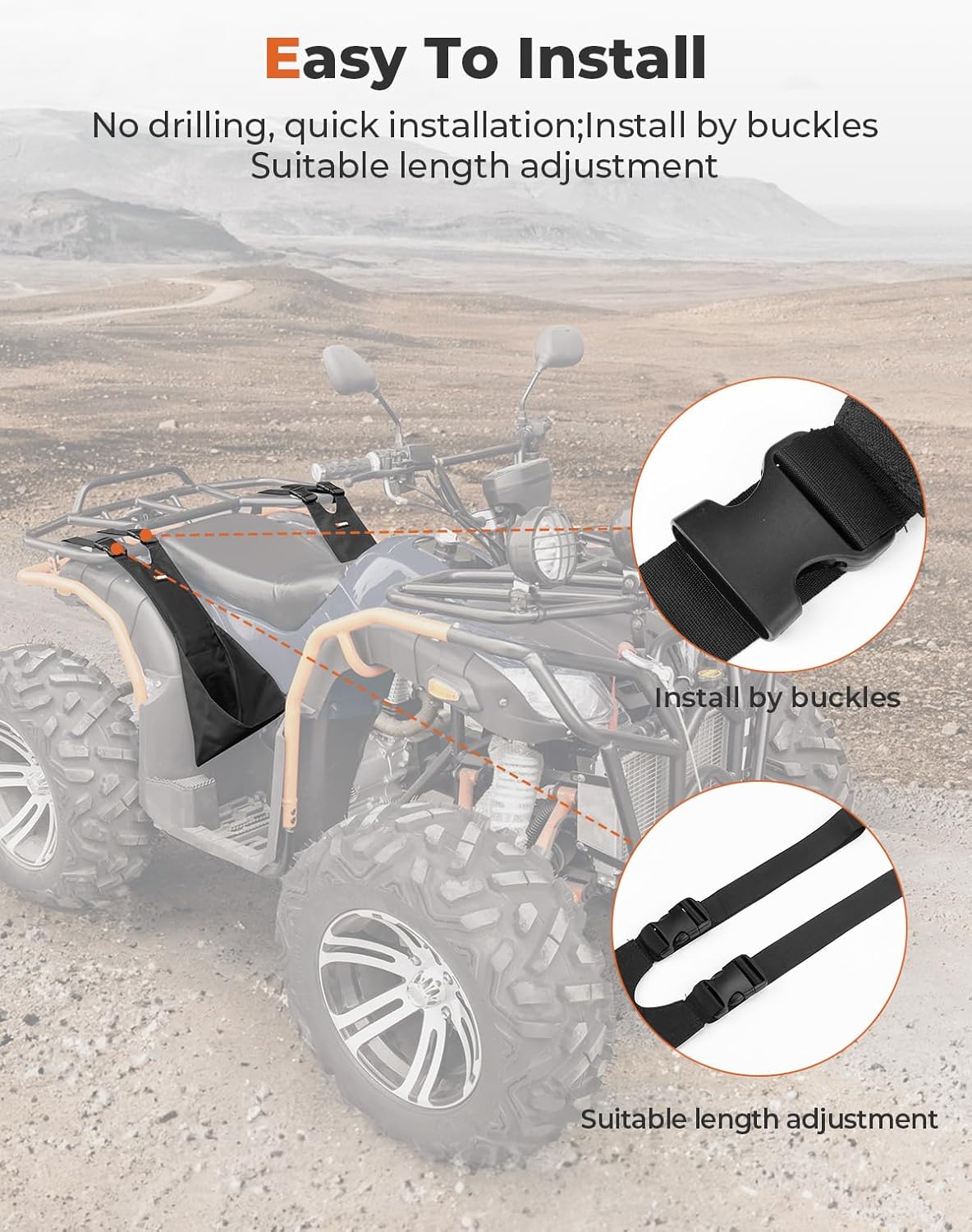 KEMIMOTO ATV Rear Passenger Foot Pegs Universal Adjustable Foldable Wear-resistant Foot Rest Made of 600D Oxford Compatible With Polaris Sportsman Kawasaki Arctic Cat 2 Pcs