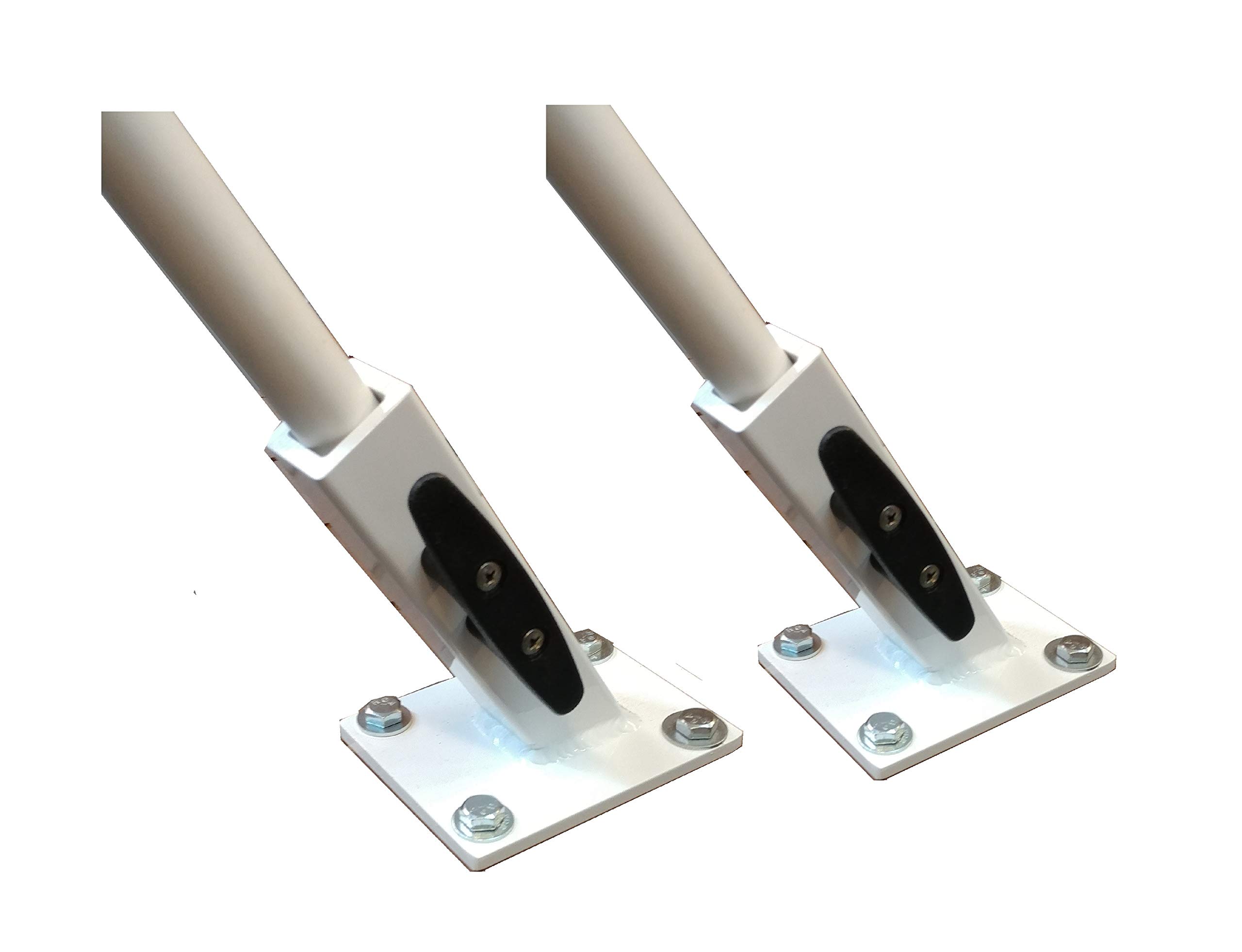 Deck Mounted Mooring Whips. Boats from 15' to Boats up to 40'. Solid Fiberglass Poles 14' Long by 1" Dia.Two Sections Newly Designed Coupling. Supports Aluminum Powder Coated